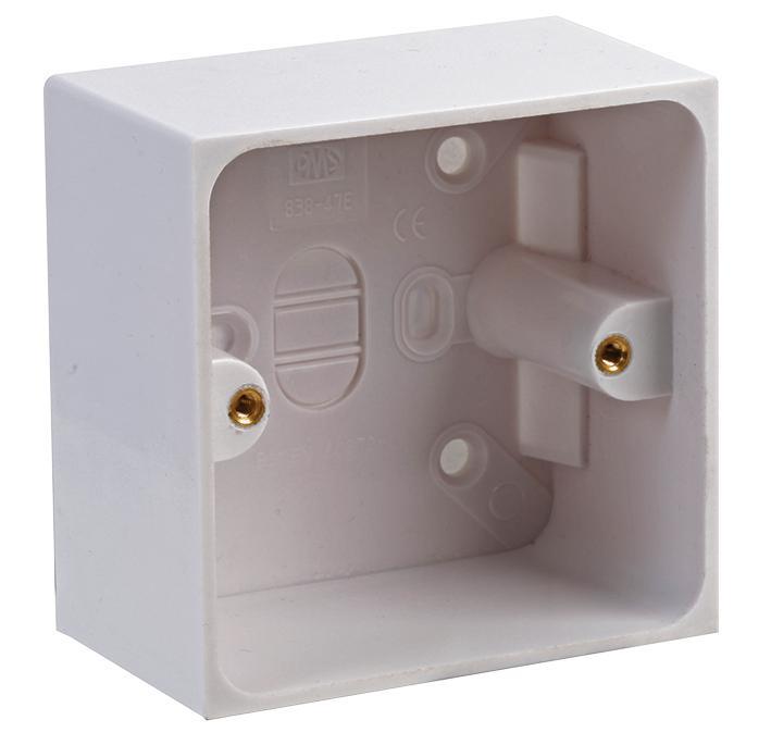 1-Gang White Surface Mount Pattress Box