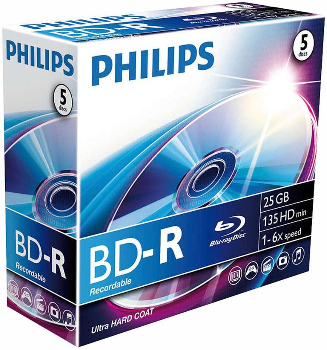 6x Speed BD-R Blank Blu-ray Discs - Jewel Case 5 Pack