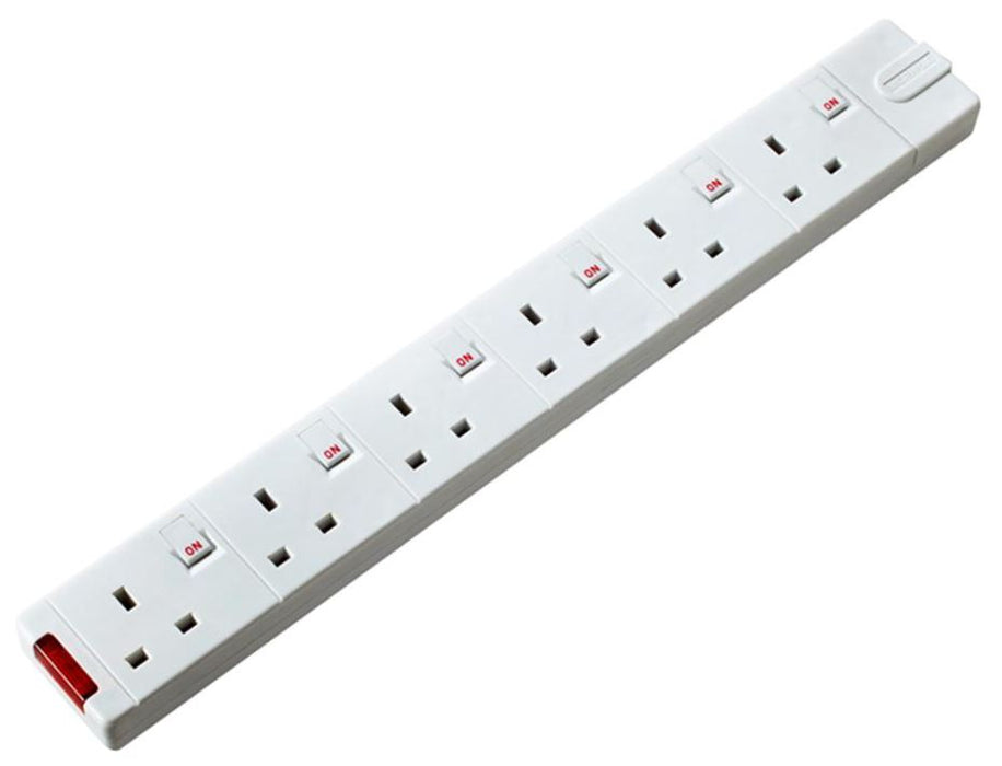 6 Way Individually Switched Rewireable Extension Socket, Supplied Unwired