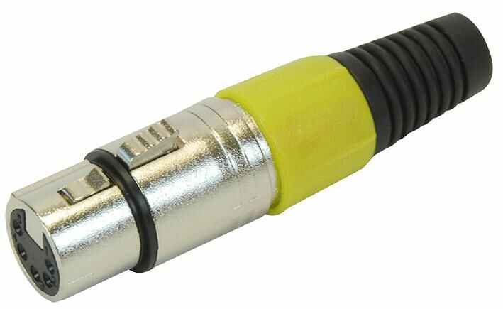 XLR Socket with Yellow Coloured Strain Relief