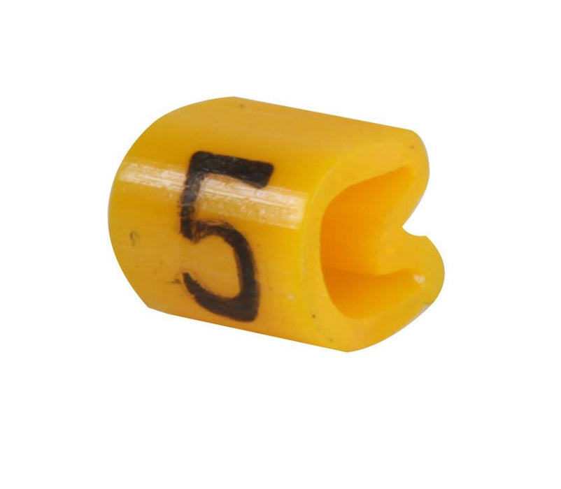 Z Type Cable Marker, 5, Straight Cut, Yellow, 2.9-4.7mm, Reel of 1000