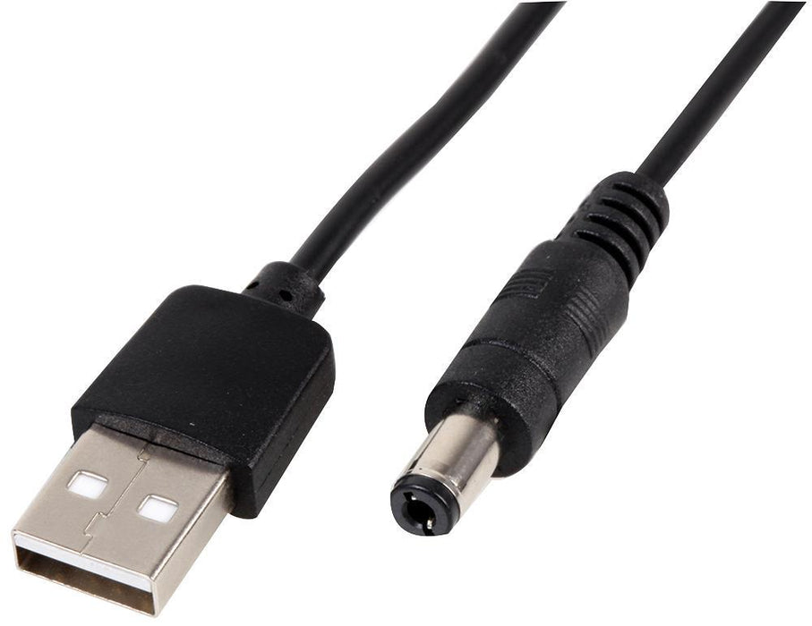 USB 2.0 to 5.5mm Type N Barrel 5V DC Power Cable, 1m
