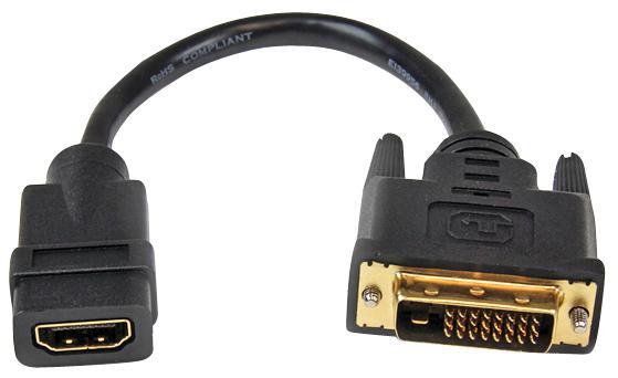 HDMI Female to DVI-D Male Lead, 0.2m Black