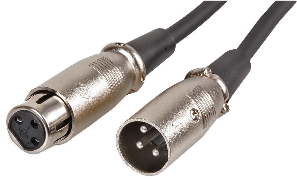 3 Pin XLR Male to Female Microphone Lead, 5m Black