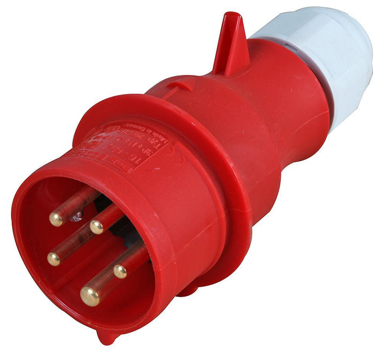 16A, 415V, Cable Mount Multi-Grip CEE Plug, 3P+N+E, Red, IP44