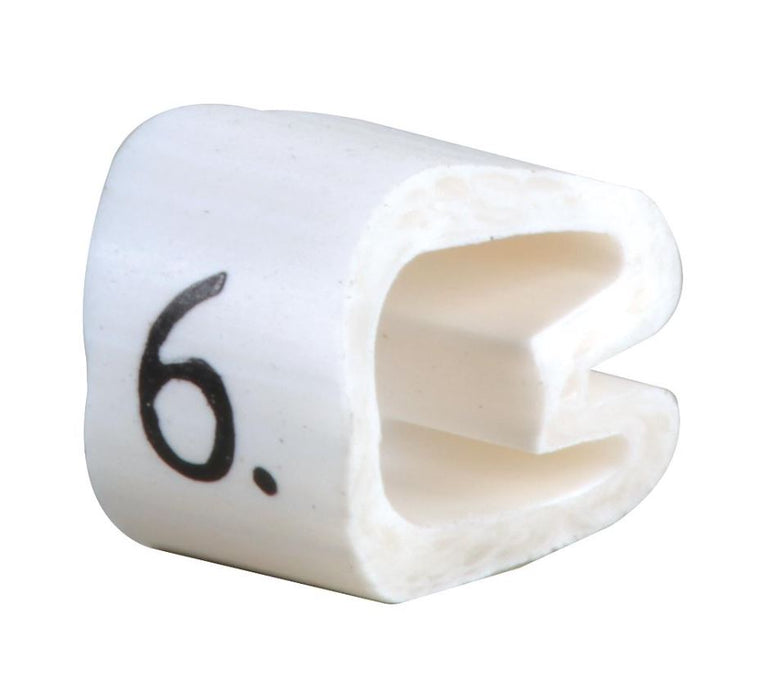 Z Type Cable Marker, 6, Chevron Cut, White, 4.3-6.9mm, Box of 500