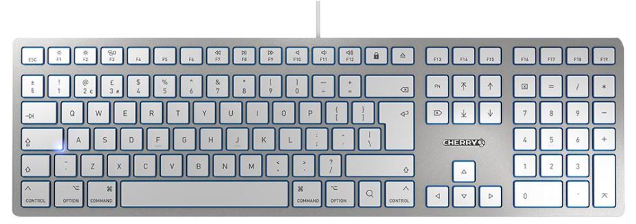 CHERRY KC 6000 Slim For Mac Corded Keyboard, Silver/White