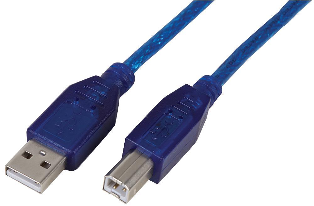 Lead USB2.0 A Male to B Male Blue Transparent