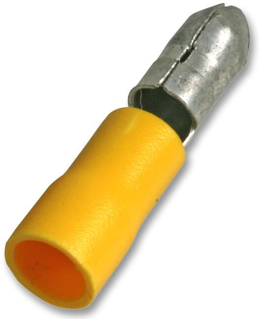 Male Bullet Crimp Terminals Yellow 20A, 100 Pack