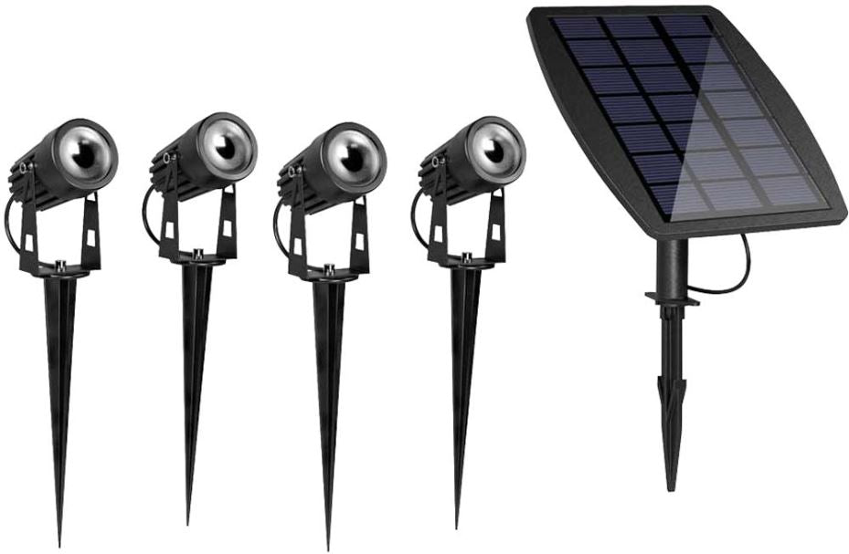 Atlas Solar LED Spotlights, 200lm, 3000K, Pack of 4