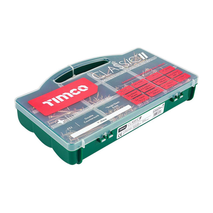 Classic Multi-Purpose Screws - Mixed Tray - PZ - Double Countersunk - Yellow (Size 895pcs - 895 Pieces)