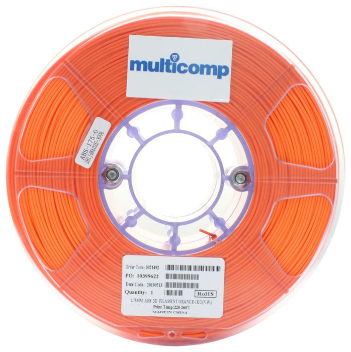 1.75mm Orange ABS Filament for 3D Printer, 1kg