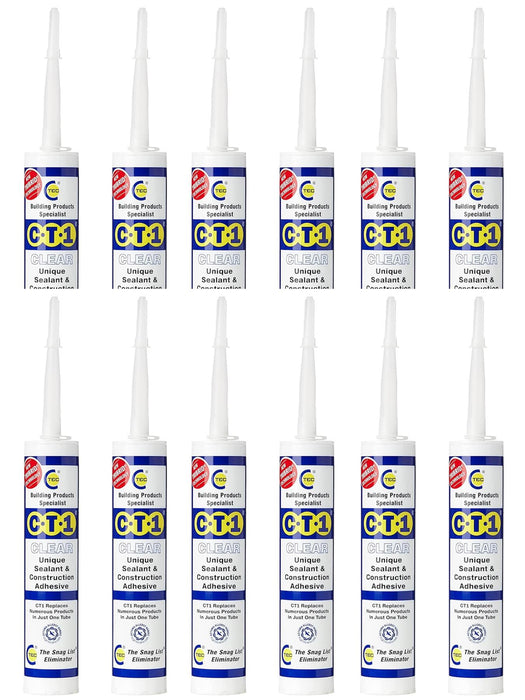 Clear Construction Sealant Adhesive Tube for Virtually Any Material Pack 12
