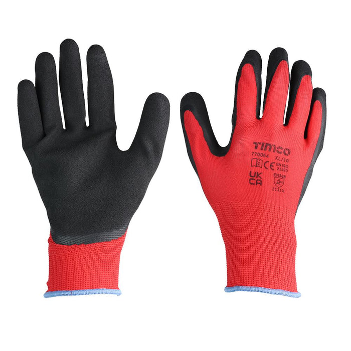 Toughlight Grip Gloves - Sandy Latex Coated Polyester. Various Sizes