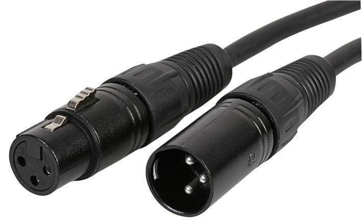 3 Pin XLR Male to Female Microphone Lead, 6m Black