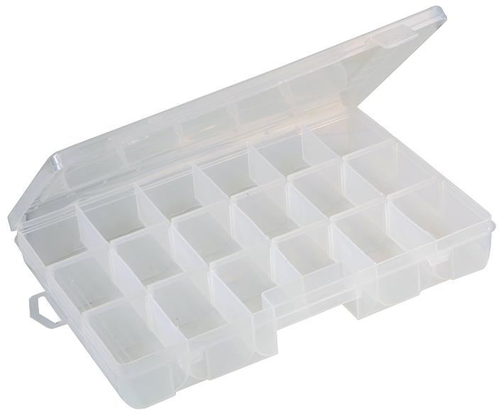 DURATOOL 6-18 Compartment Transparent Organiser Box with Removable Sections