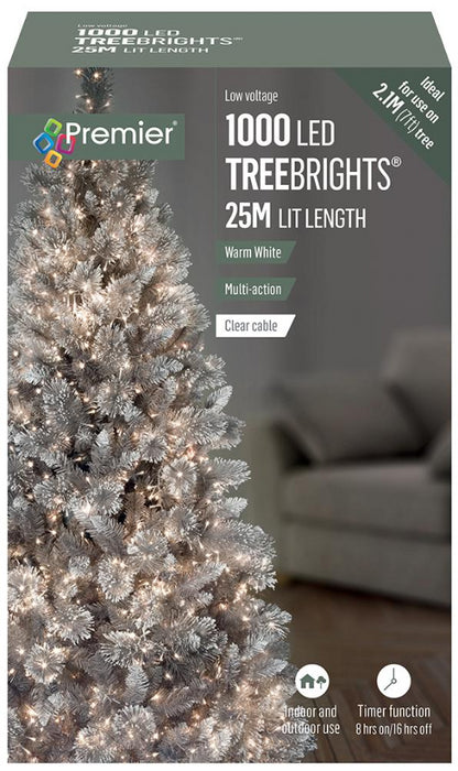 Raraion - 1000 LED Warm White Christmas Tree Lights with Timer, 25m, Clear Cable