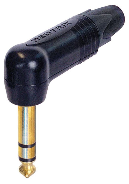 6.35mm Jack Plug, Stereo, 90 Degree, Black