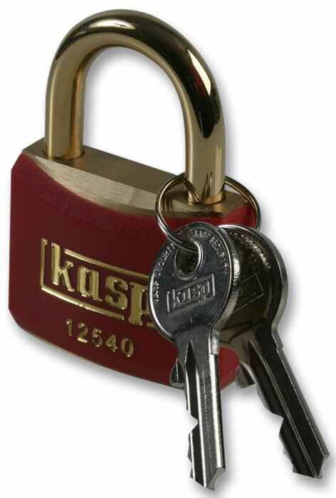 Red Padlock with Brass Shackle Keyed Alike 40mm