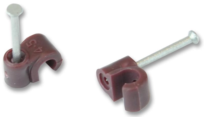 Round Cable Clips Brown 100 Pack