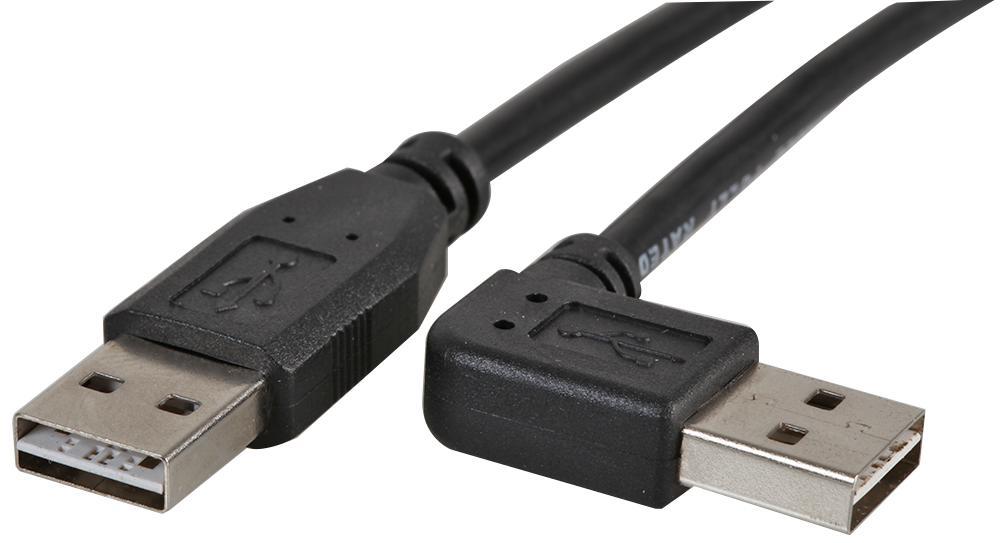 Reversible USB 2.0 A Male to 90° A Male Lead 2m