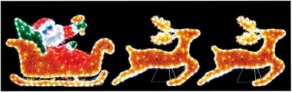 Raraion - Tinsel Santa Sleigh & Reindeer LED Rope Light