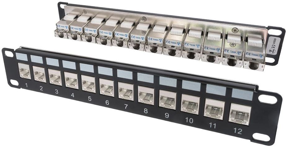 miniMEDIA 10" Locking Keystone Patch Panel, 12x LOKJAC Cat6a Modules