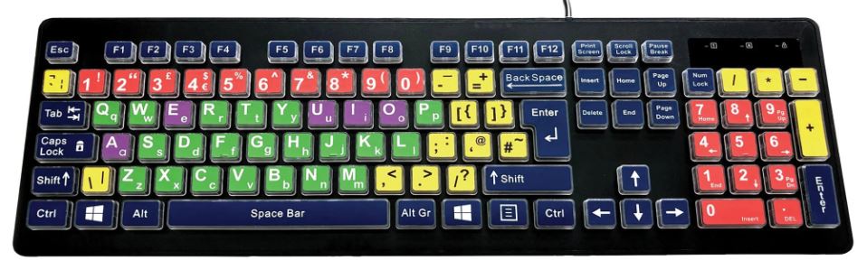 Rainbow 2 High Contrast Children's USB Keyboard, Mixed Colours ...