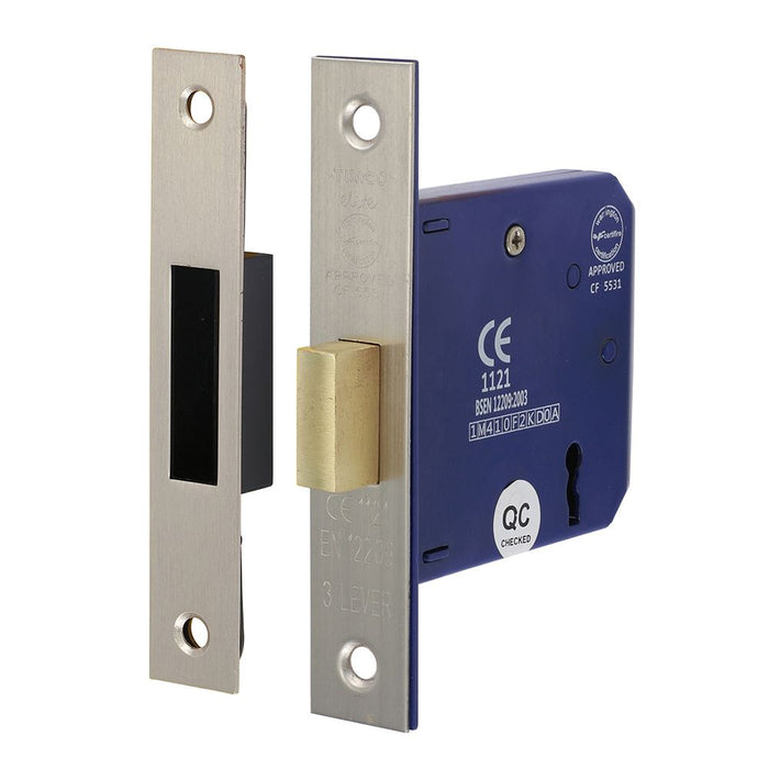 3 Lever Deadlock Satin Nickel