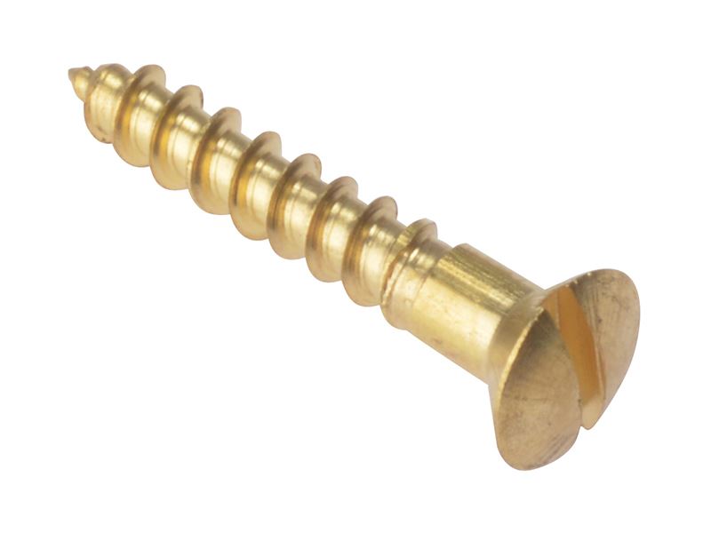 Wood Screws, Slotted, Raised Head, Brass