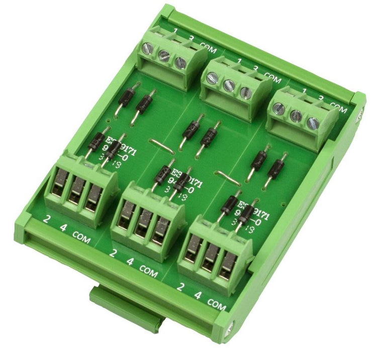 12 Way Diode 35mm DIN Rail Module, Common Cathode