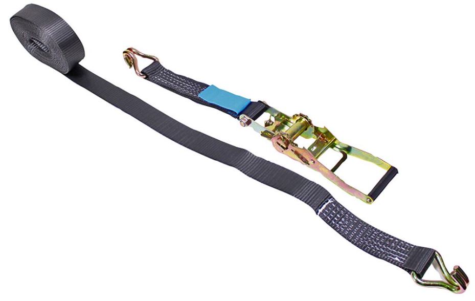 5000kg, 8m Black Ratchet Strap with Hooks - RIGG015