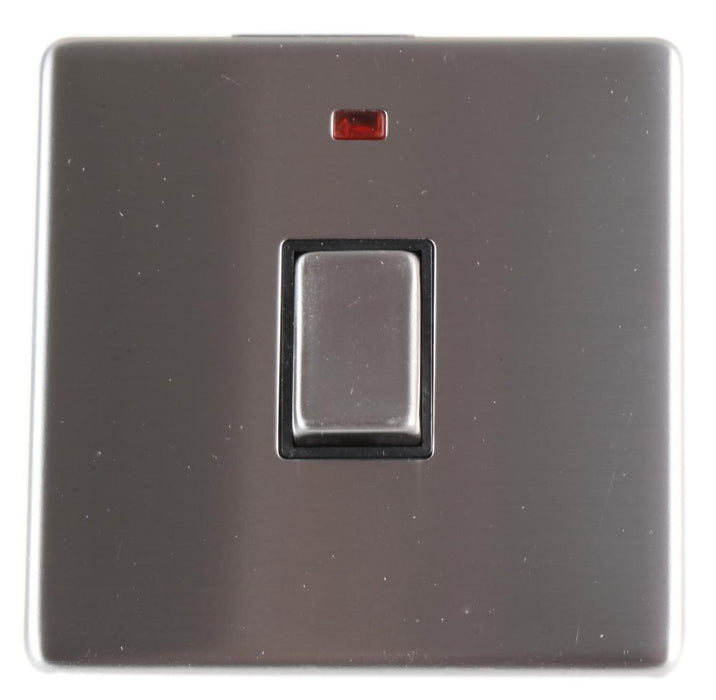 Screwless Switch with Neon, 1 Gang, 20A, Stainless Steel