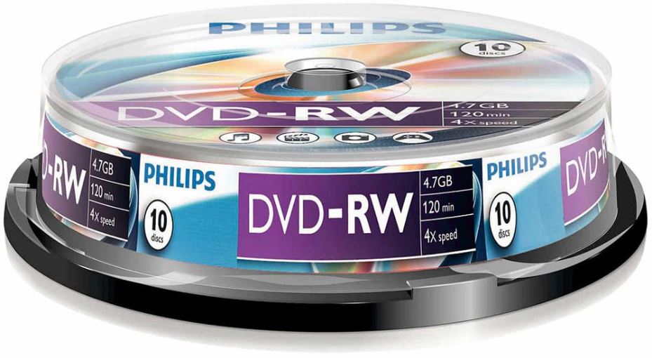 4x Speed DVD-RW Blank DVDs - Spindle 10 Pack