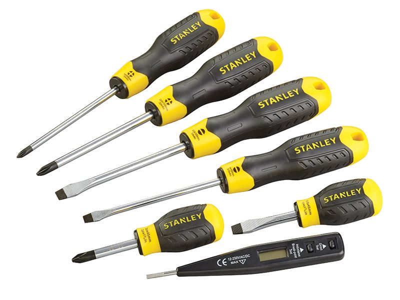 Cushion Grip Screwdriver Set, 7 Piece/Voltage Tester