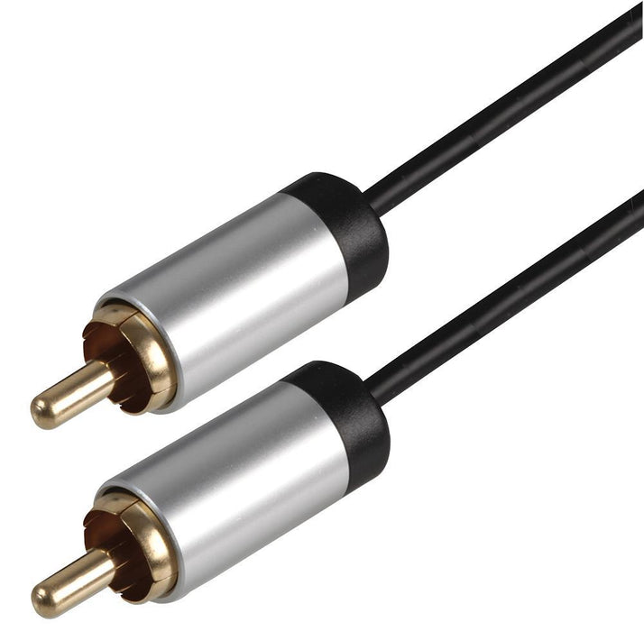 Slim Phono (RCA) Plug to Phono Plug Lead with Aluminium Headshells