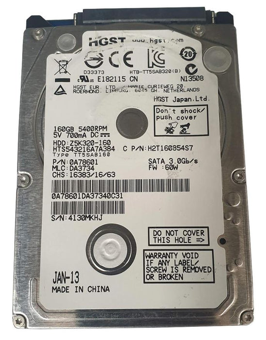 Recertified 2.5" Internal Hard Drive SATA 3Gb/s, 160GB