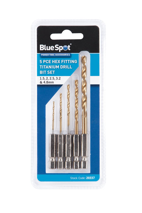 5PCE Hex Fitting Titanium Drill Bit Set