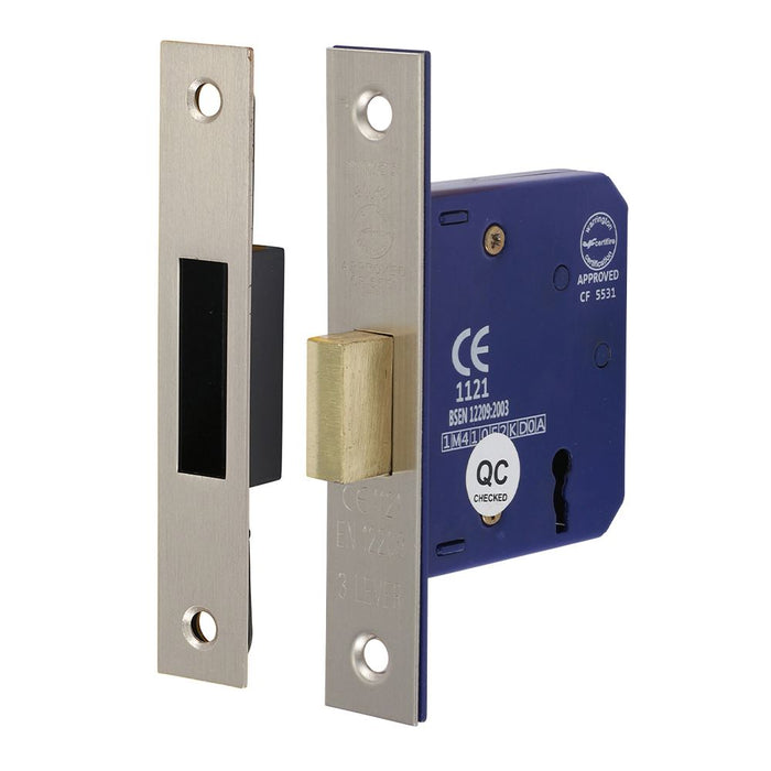 3 Lever Deadlock Satin Nickel