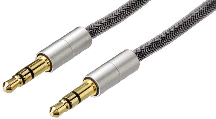 Low Profile 3.5mm Stereo Jack Plug to Plug Lead, 500mm Silver�