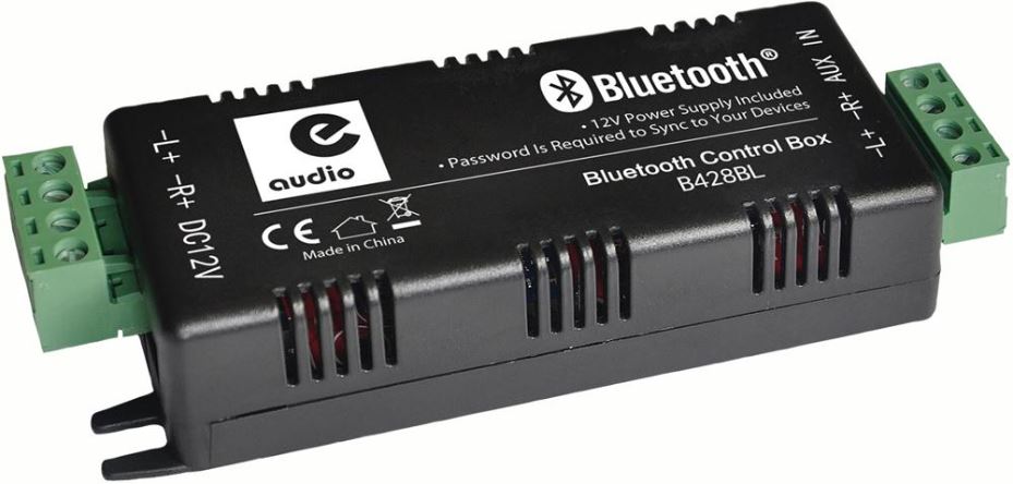 Compact Bluetooth Receiver with Stereo Audio Amplifier + Aux Input, 4x15W