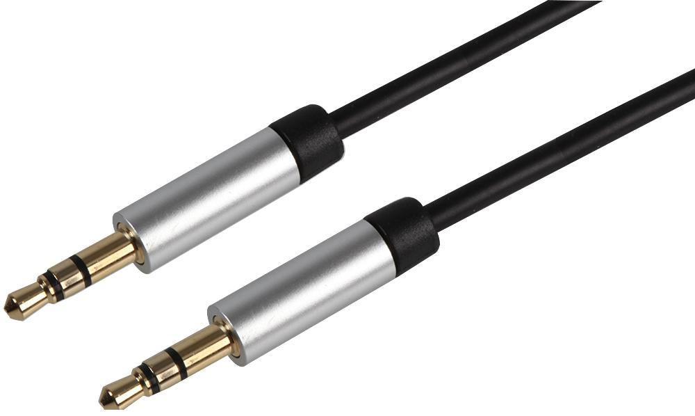 Slim 3.5mm Stereo Jack Plug to Plug Lead Black