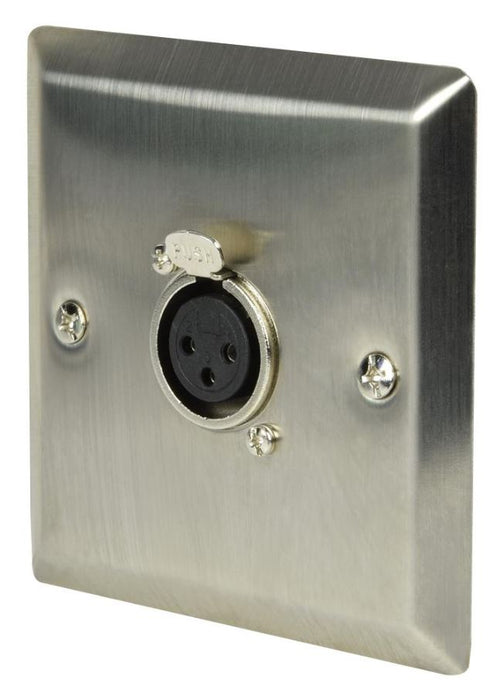 1 Gang Brushed Steel XLR Wallplate