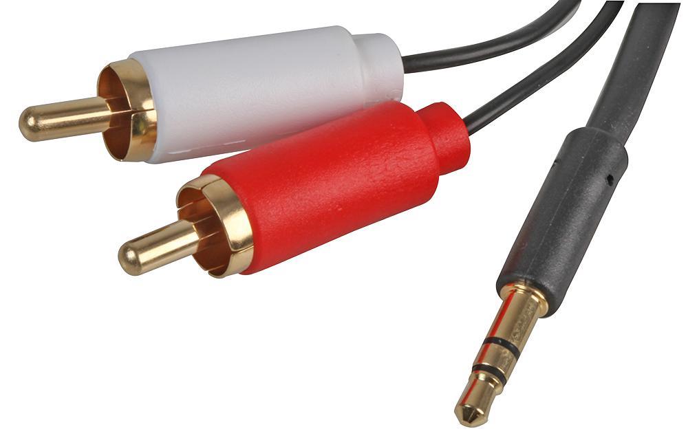 Slim 3.5mm Stereo Plug to 2x Phono (RCA) Plug Lead