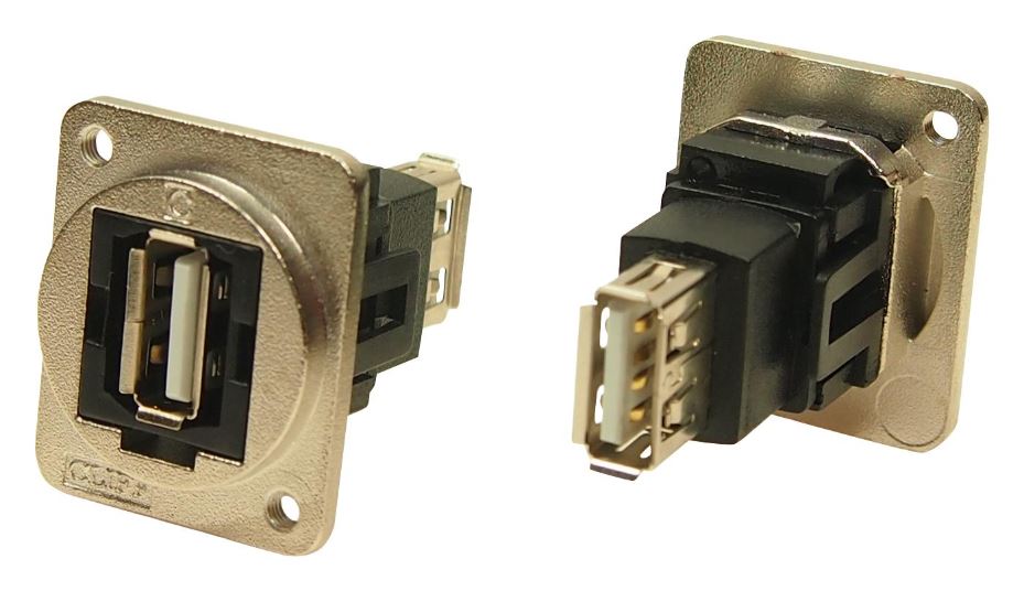 USB 2.0 A to USB 2.0 A, Panel Mount Feedthrough Connector