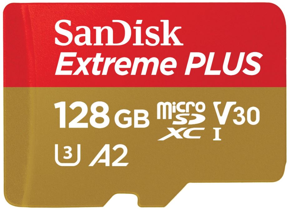 Extreme Plus MicroSDXC Class 10 U3 V30 A2 Memory Card, 128GB 200MB/s 90MB/s