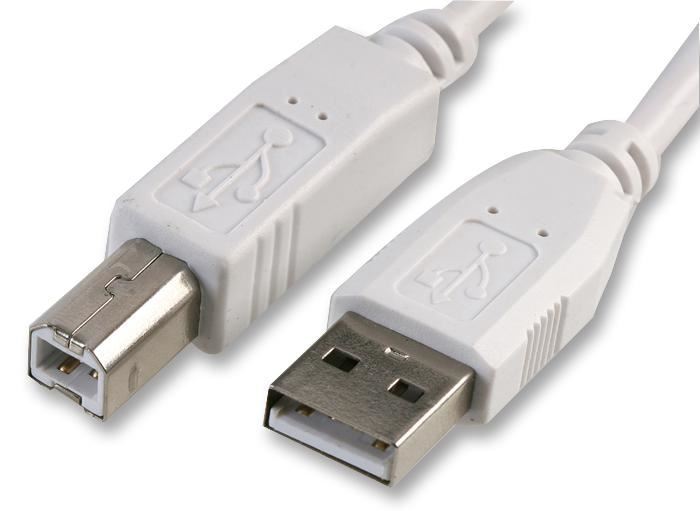 3m White A Plug to B Plug USB 2.0 Cable