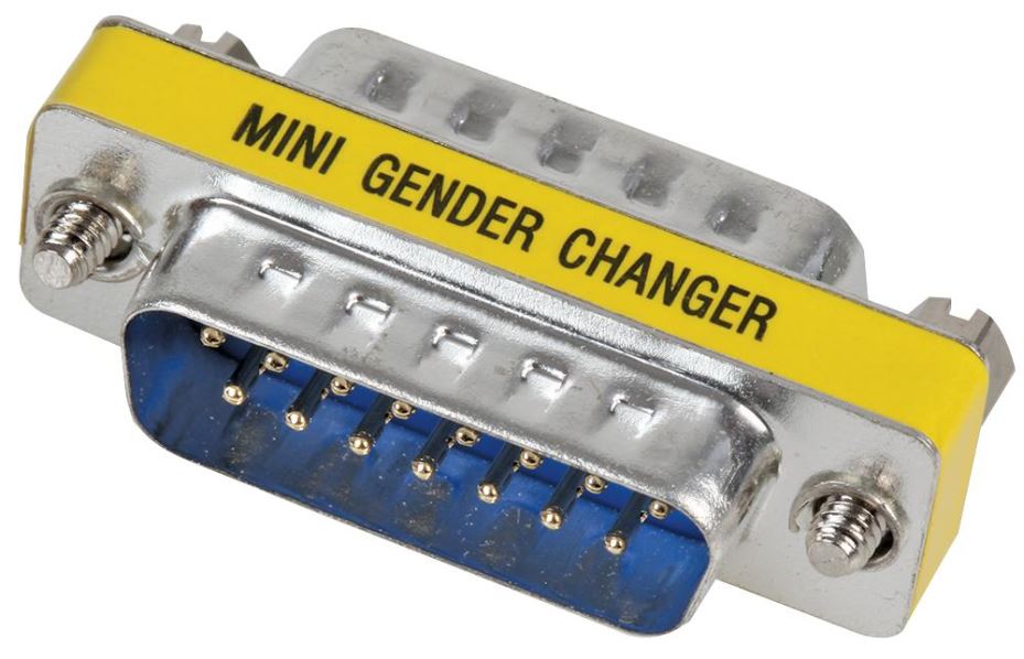 Gender Changer, 15 Pin D-Sub, Male to Male