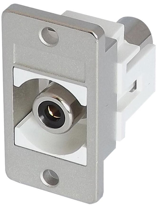 White Panel Mount RCA Keystone Connector, Black Insert