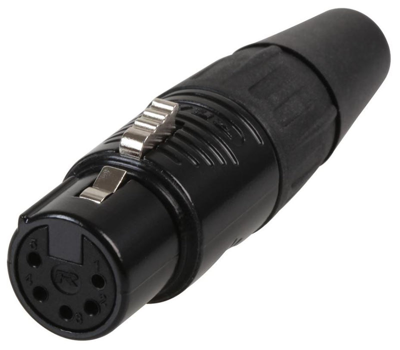 5 Pole XLR Plug, Black, Silver Contacts